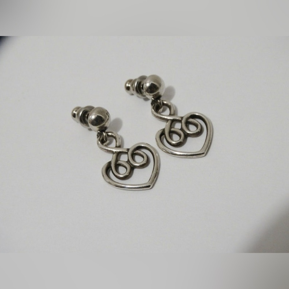 Retired James Avery Sterling Silver Dangling Heart Earrings